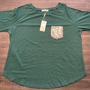 Womens Green Sweater with glitter pocket